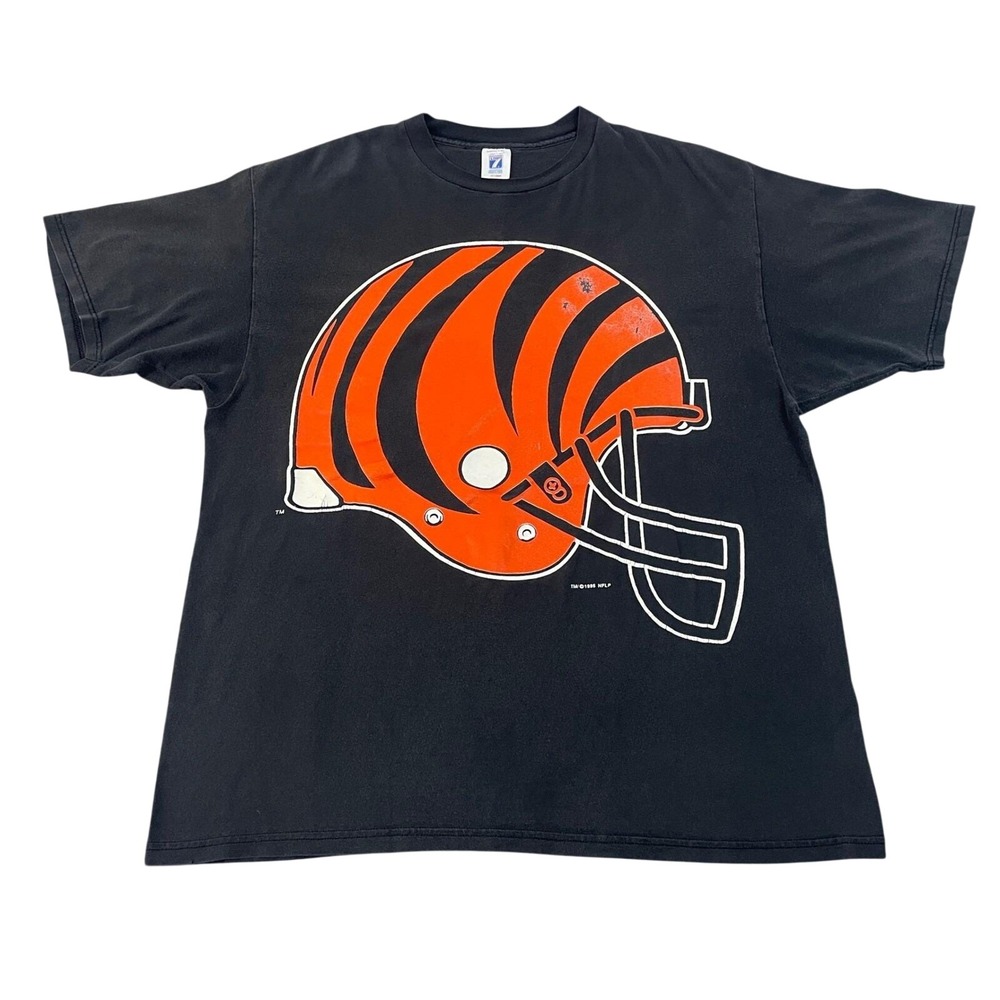 VTG Logo 7 Cincinnati Bengals Helmet T Shirt Black 1995 NFL 2XL USA Made